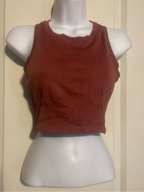 Contouring rust colored yoga crop